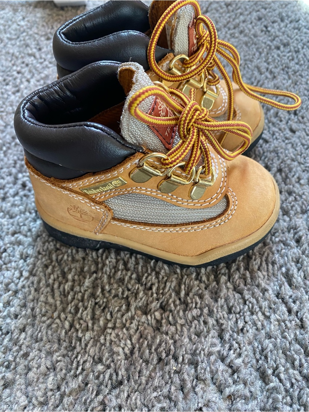 Timberland Brown and Black Toddler Kids Lace-Up Boots